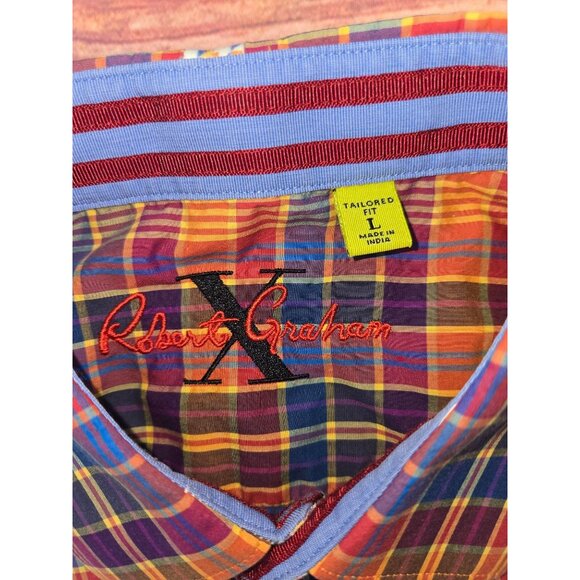 Robert Graham X Mens Tailored Fit Plaid Button-Down Shirt Large - Picture 6 of 8